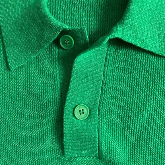 Lacoste Mens XL Relaxed Fit Green Wool Polo Casual Sweater Buttoned Collar - Picture 3 of 9